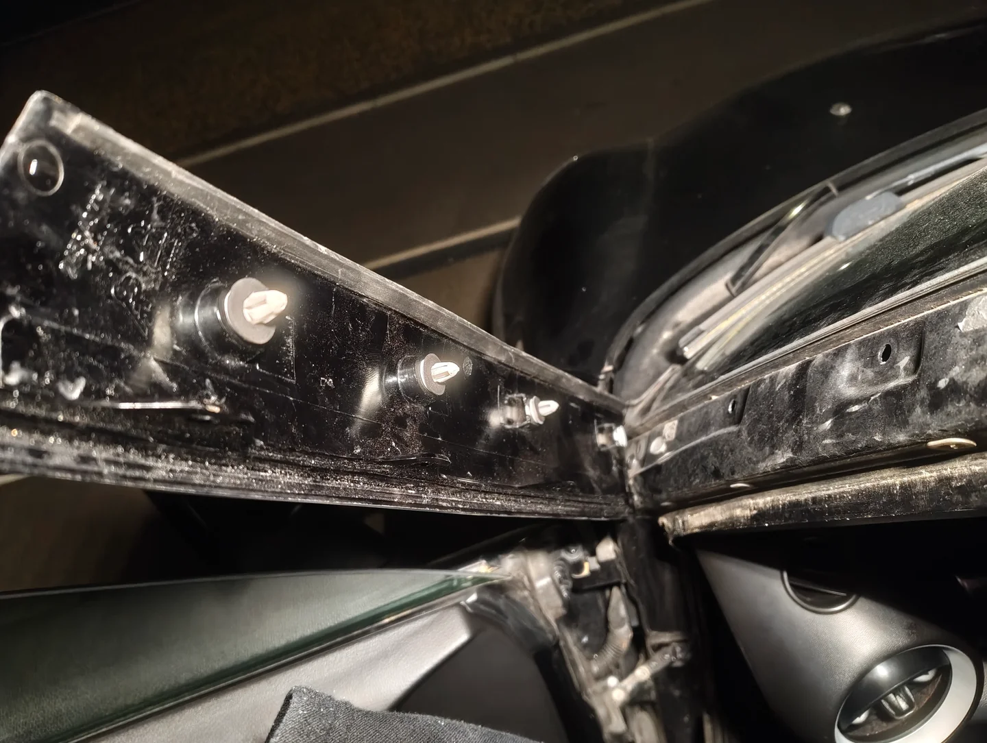 Fully removed nearside A-Pillar trim