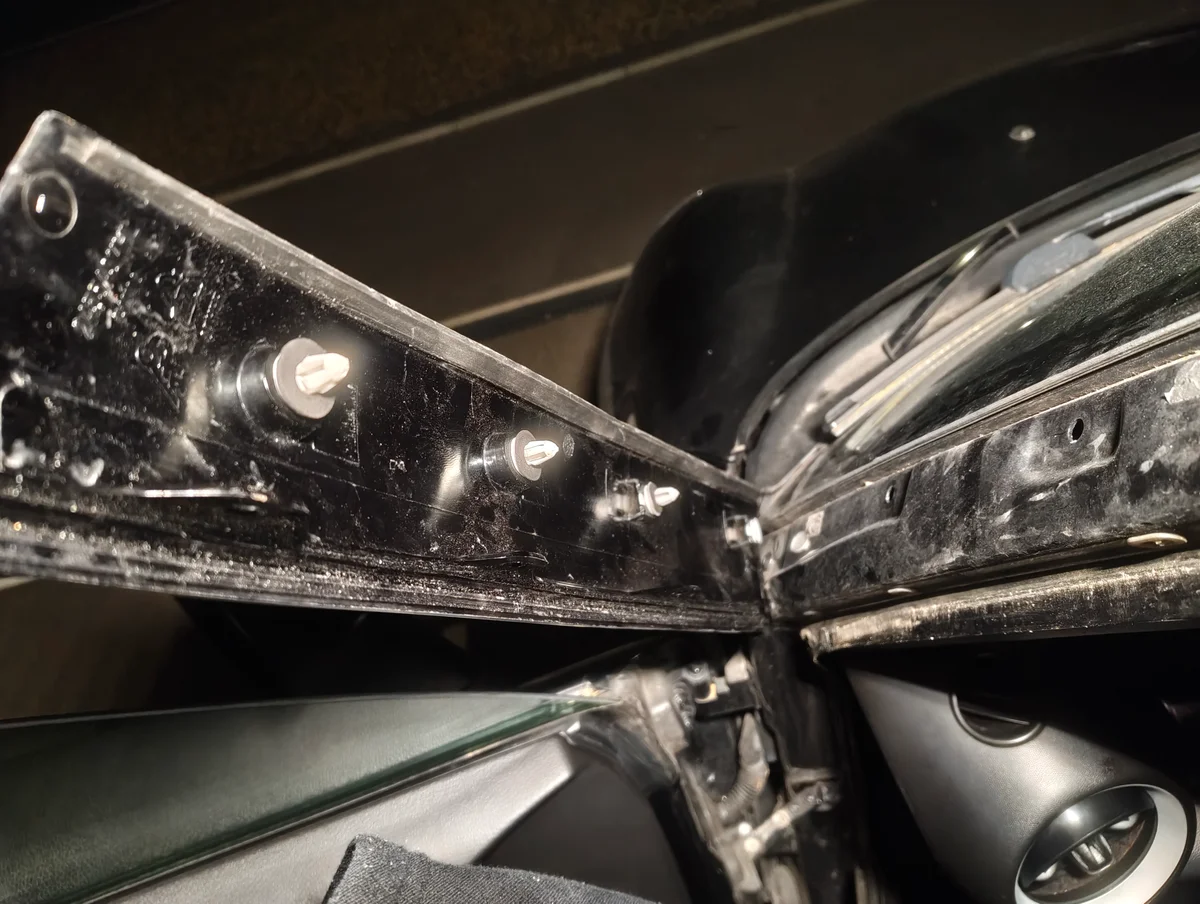 Fully removed nearside A-Pillar trim
