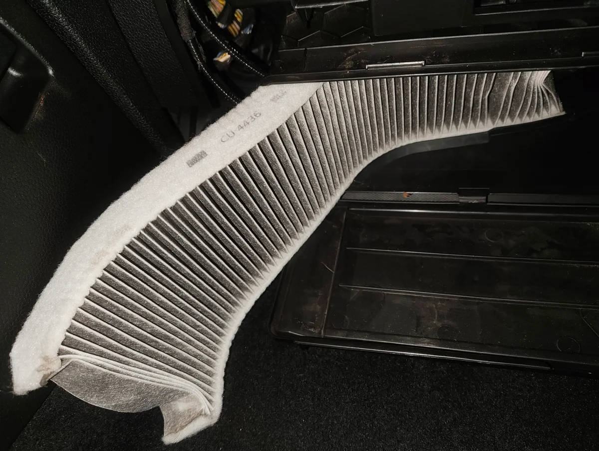 Half removed cabin filter