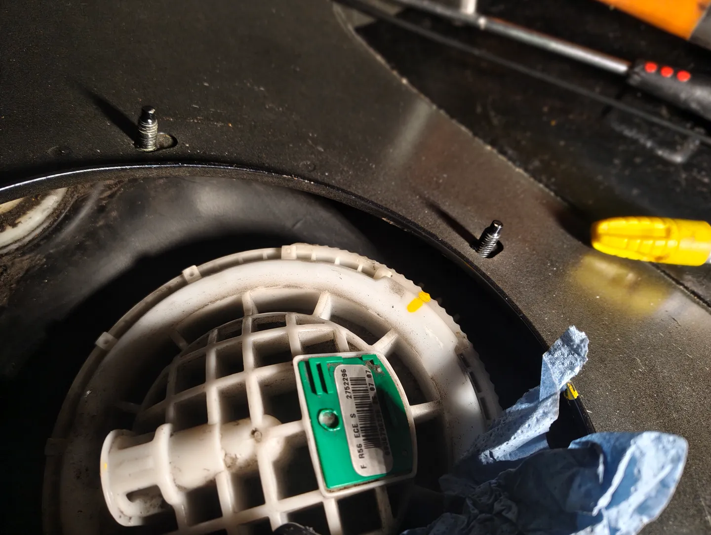 Metal fastener removed