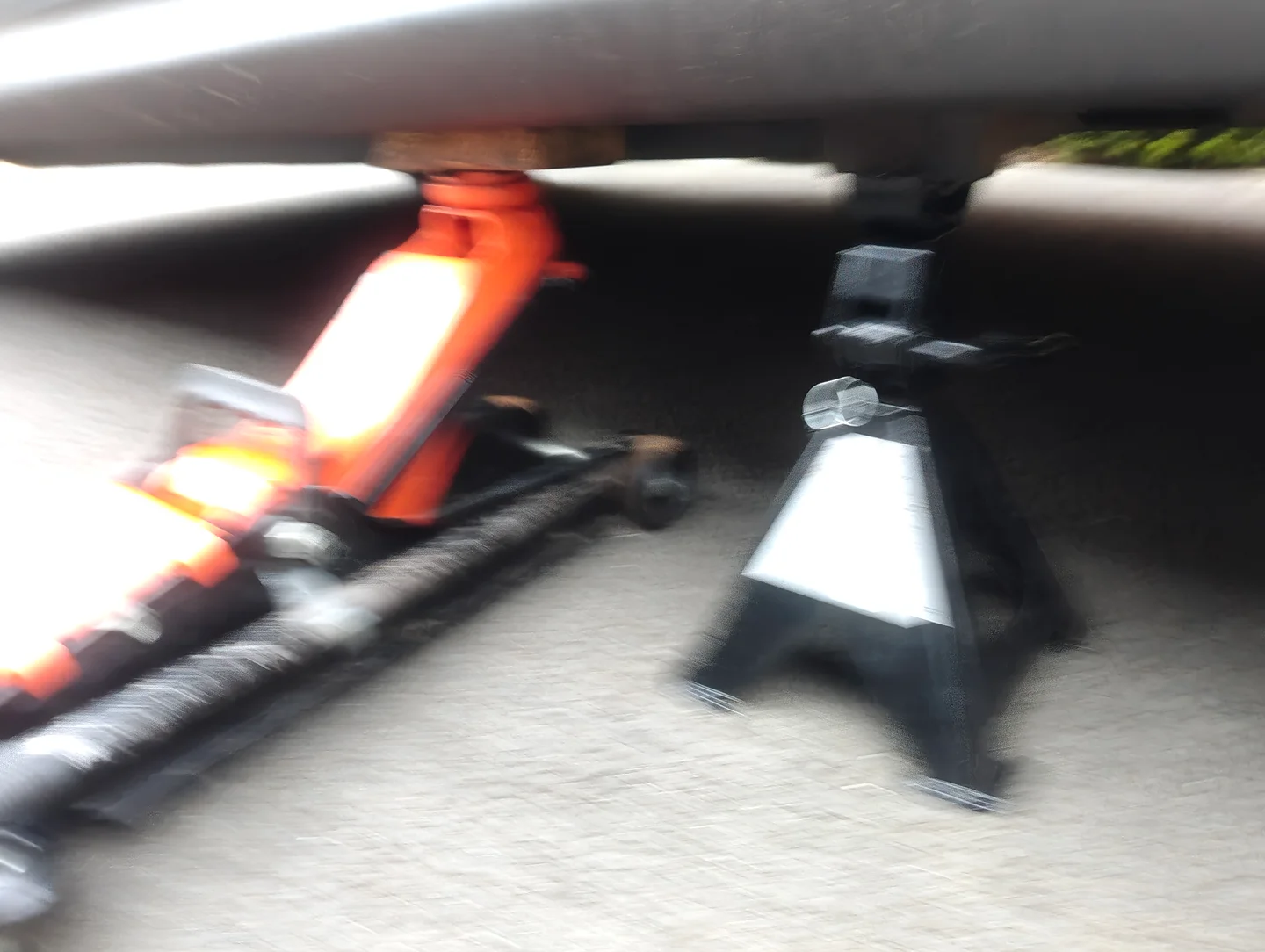 Offside rear jacking point on jack stand