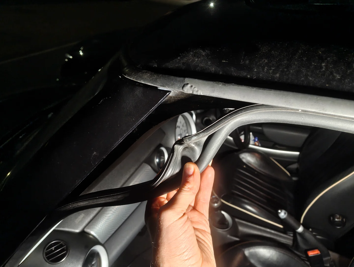 Partially removed nearside door seal