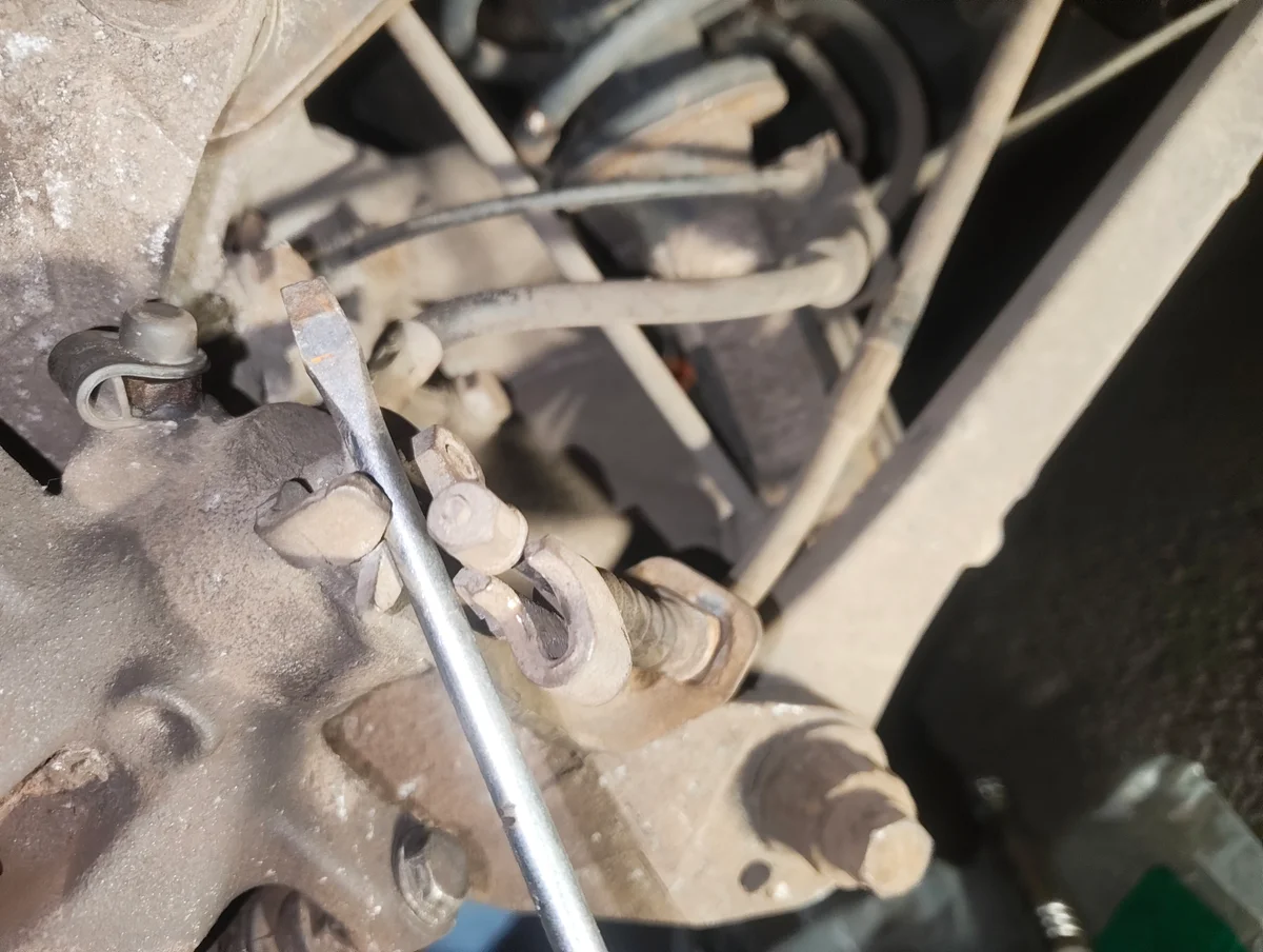 Prying hand brake cable lever