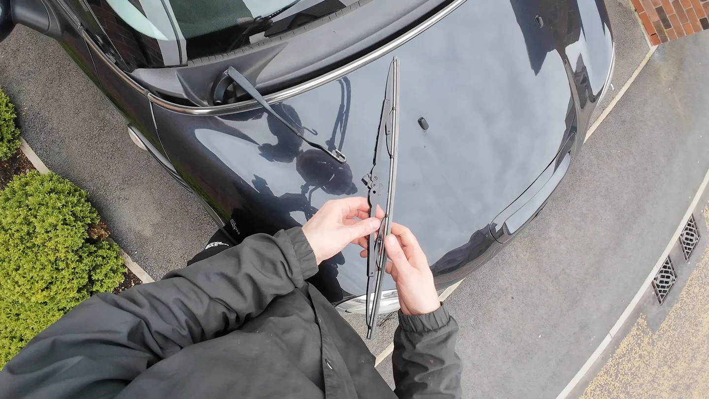 Front wiper blade removed