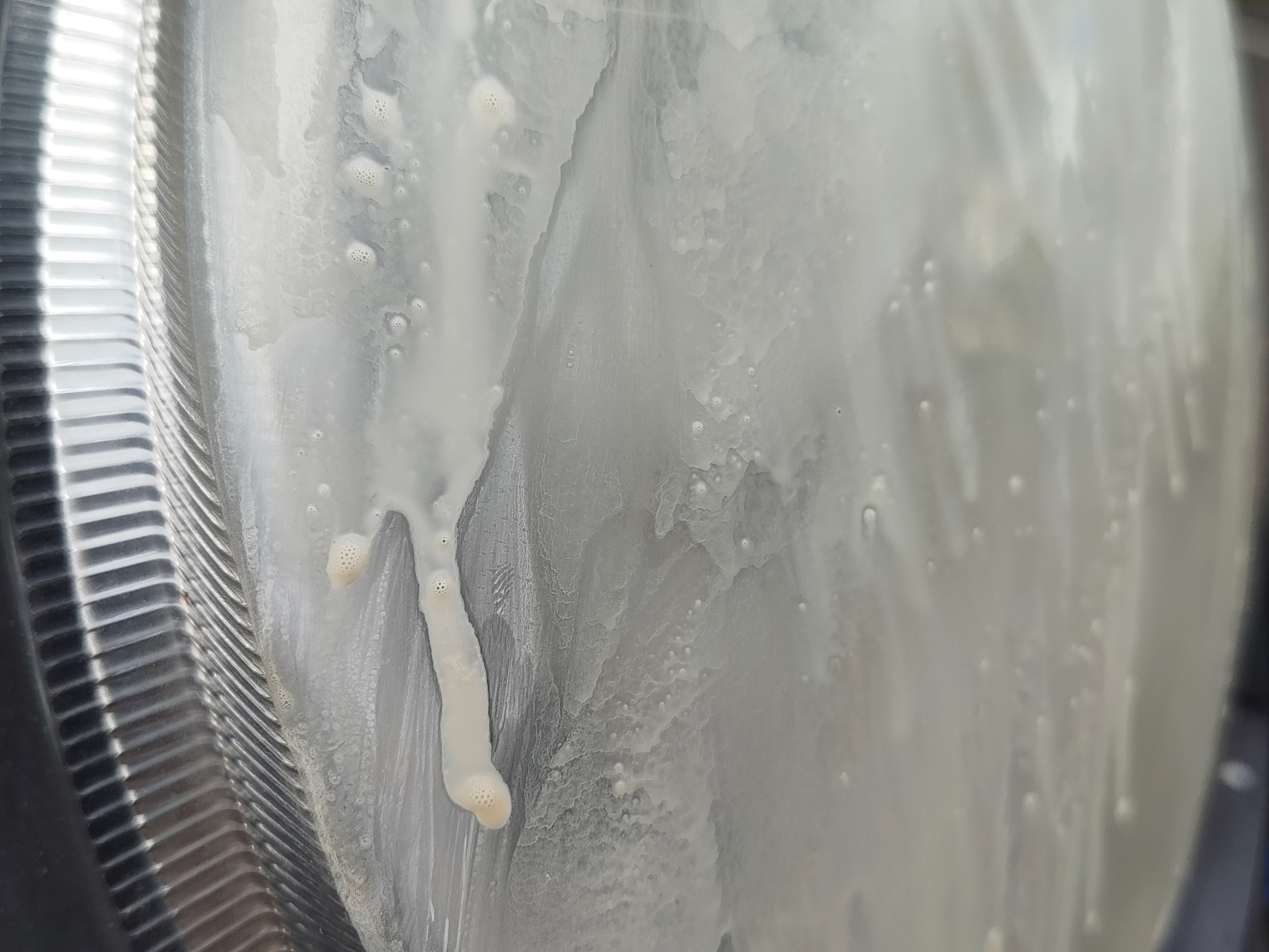 Step 3: Yellow milky residue after 1200 grit sandpaper wet sanding